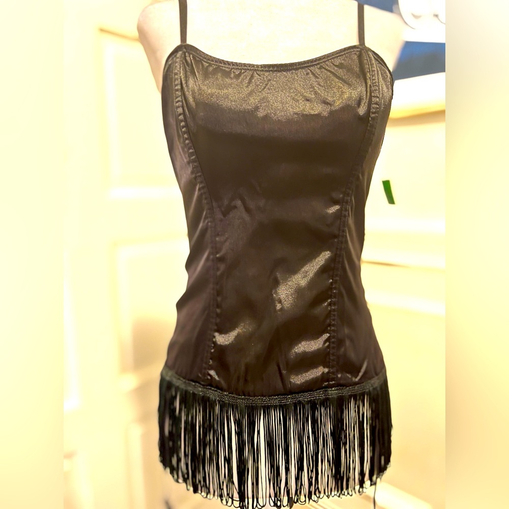 EUC Black Fringed Bustier/corset.  Perfect for Halloween!🎃🎃🎃